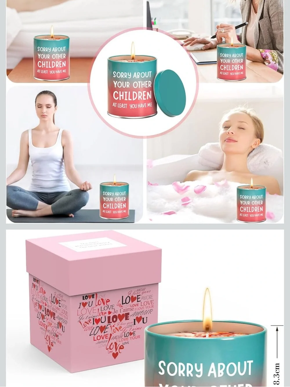 Hocis funny Gardenia Scented Candle with tin “Sorry About Your other children…”
